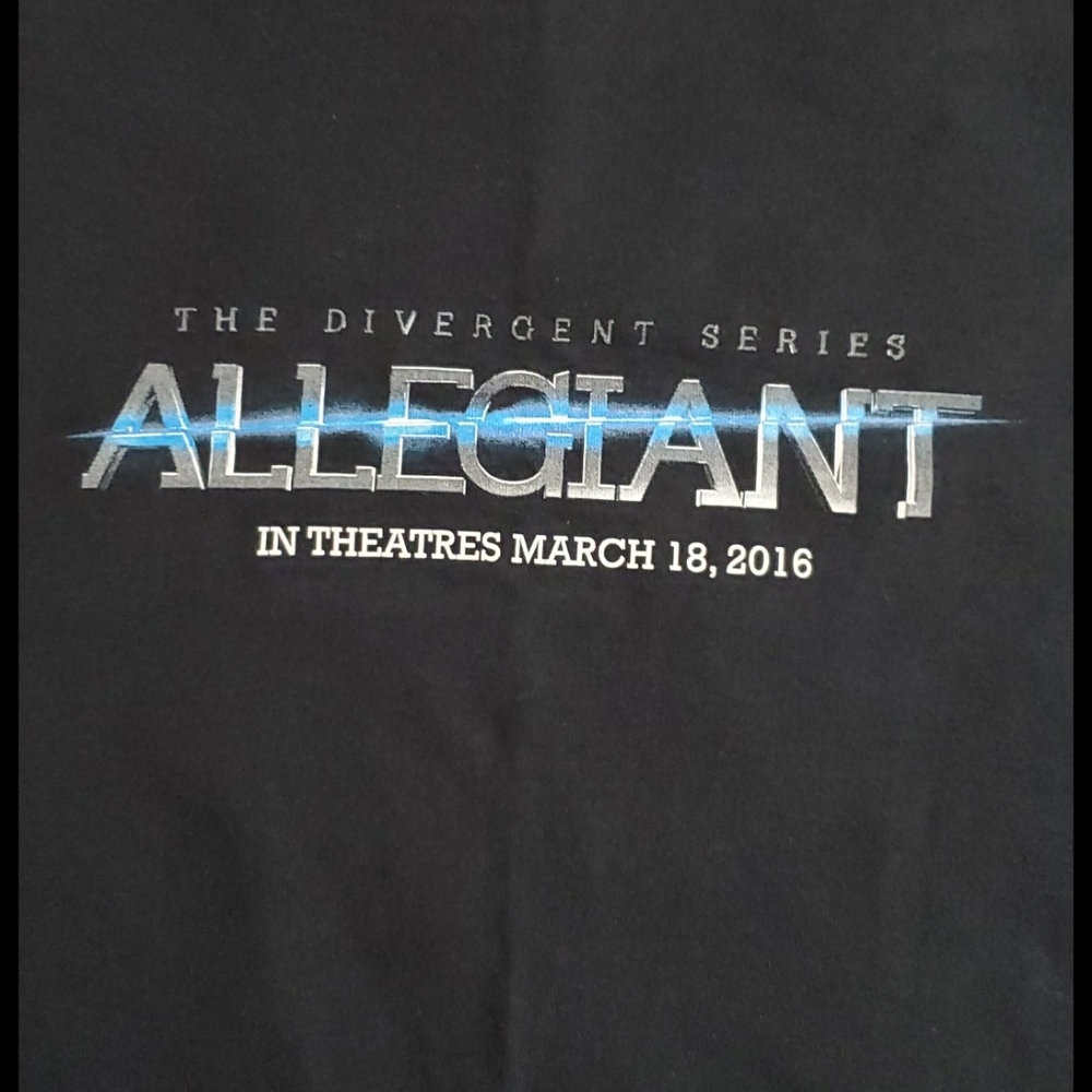The Divergent Series Allegiant Movie black short sleeve graphic tee Promo Ad Lg.